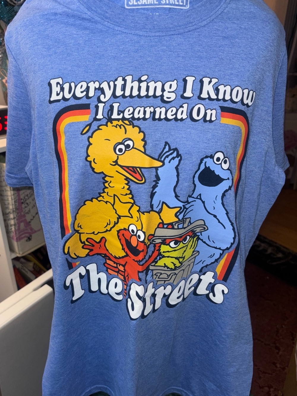 Sesame Street Everything I Know I Learned on the Streets Graphic Tee in Blue